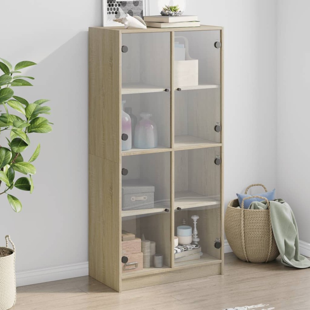 vidaXL Dulap înalt cu uși, stejar sonoma, 68x37x142 cm, lemn compozit