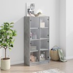 vidaXL Dulap înalt cu uși, gri beton, 68x37x142 cm, lemn compozit vidaXL Dulap înalt cu uși, gri beton, 68x37x142 cm, lemn compozit