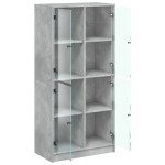 vidaXL Dulap înalt cu uși, gri beton, 68x37x142 cm, lemn compozit vidaXL Dulap înalt cu uși, gri beton, 68x37x142 cm, lemn compozit