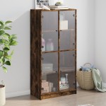 vidaXL Dulap înalt cu uși, stejar fumuriu, 68x37x142 cm, lemn compozit vidaXL Dulap înalt cu uși, stejar fumuriu, 68x37x142 cm, lemn compozit