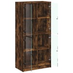 vidaXL Dulap înalt cu uși, stejar fumuriu, 68x37x142 cm, lemn compozit vidaXL Dulap înalt cu uși, stejar fumuriu, 68x37x142 cm, lemn compozit