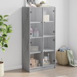 vidaXL Dulap înalt cu uși, gri sonoma, 68x37x142 cm, lemn compozit vidaXL Dulap înalt cu uși, gri sonoma, 68x37x142 cm, lemn compozit