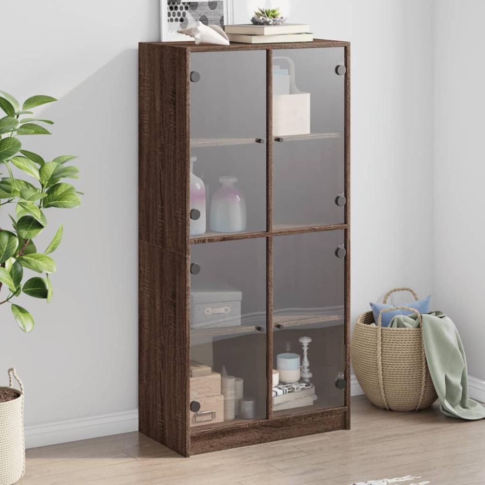 vidaXL Dulap înalt cu uși, stejar maro, 68x37x142 cm, lemn compozit