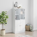 vidaXL Dulapuri înalte cu uși, alb, 68x37x142 cm, lemn prelucrat