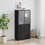 vidaXL Dulap înalt cu uși, negru, 68x37x142 cm, lemn compozit vidaXL Dulap înalt cu uși, negru, 68x37x142 cm, lemn compozit