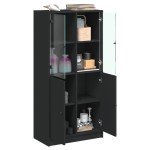 vidaXL Dulap înalt cu uși, negru, 68x37x142 cm, lemn compozit vidaXL Dulap înalt cu uși, negru, 68x37x142 cm, lemn compozit