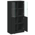 vidaXL Dulap înalt cu uși, negru, 68x37x142 cm, lemn compozit vidaXL Dulap înalt cu uși, negru, 68x37x142 cm, lemn compozit