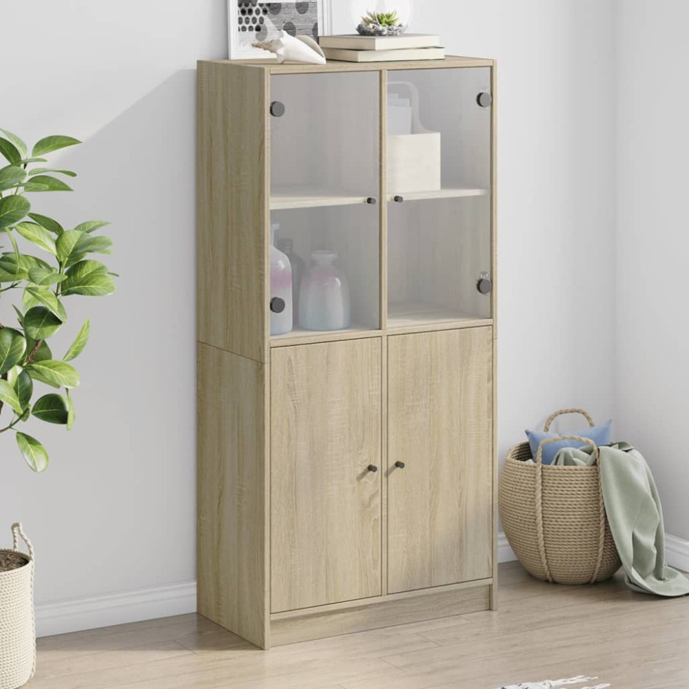 vidaXL Dulap înalt cu uși, stejar sonoma, 68x37x142 cm, lemn compozit