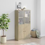 vidaXL Dulap înalt cu uși, stejar sonoma, 68x37x142 cm, lemn compozit vidaXL Dulap înalt cu uși, stejar sonoma, 68x37x142 cm, lemn compozit