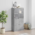 vidaXL Dulap înalt cu uși, gri beton, 68x37x142 cm, lemn compozit vidaXL Dulap înalt cu uși, gri beton, 68x37x142 cm, lemn compozit