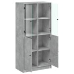 vidaXL Dulap înalt cu uși, gri beton, 68x37x142 cm, lemn compozit vidaXL Dulap înalt cu uși, gri beton, 68x37x142 cm, lemn compozit