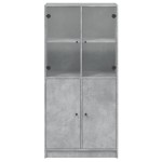vidaXL Dulap înalt cu uși, gri beton, 68x37x142 cm, lemn compozit vidaXL Dulap înalt cu uși, gri beton, 68x37x142 cm, lemn compozit