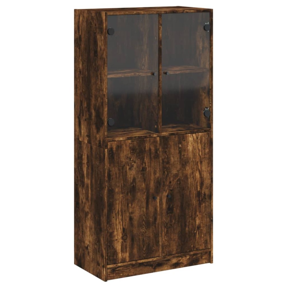 vidaXL Dulap înalt cu uși, stejar fumuriu, 68x37x142 cm, lemn compozit