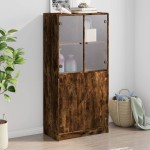 vidaXL Dulap înalt cu uși, stejar fumuriu, 68x37x142 cm, lemn compozit vidaXL Dulap înalt cu uși, stejar fumuriu, 68x37x142 cm, lemn compozit
