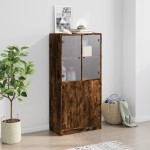 vidaXL Dulap înalt cu uși, stejar fumuriu, 68x37x142 cm, lemn compozit vidaXL Dulap înalt cu uși, stejar fumuriu, 68x37x142 cm, lemn compozit
