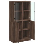 vidaXL Dulap înalt cu uși, stejar maro, 68x37x142 cm, lemn compozit vidaXL Dulap înalt cu uși, stejar maro, 68x37x142 cm, lemn compozit