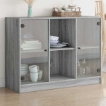 vidaXL Servantă, gri sonoma, 102x37x75,5 cm, lemn prelucrat vidaXL Servantă, gri sonoma, 102x37x75,5 cm, lemn prelucrat