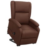 vidaXL Fotoliu cu ridicare pe verticală, maro, piele ecologică vidaXL Fotoliu cu ridicare pe verticală, maro, piele ecologică
