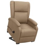 vidaXL Fotoliu cu ridicare pe verticală, cappuccino, piele ecologică vidaXL Fotoliu cu ridicare pe verticală, cappuccino, piele ecologică