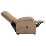 vidaXL Fotoliu cu ridicare pe verticală, cappuccino, piele ecologică vidaXL Fotoliu cu ridicare pe verticală, cappuccino, piele ecologică