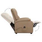 vidaXL Fotoliu cu ridicare pe verticală, cappuccino, piele ecologică vidaXL Fotoliu cu ridicare pe verticală, cappuccino, piele ecologică