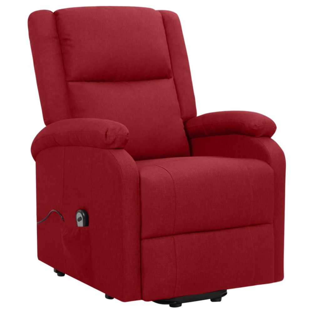 vidaXL Fotoliu cu ridicare, roșu vin, material textil