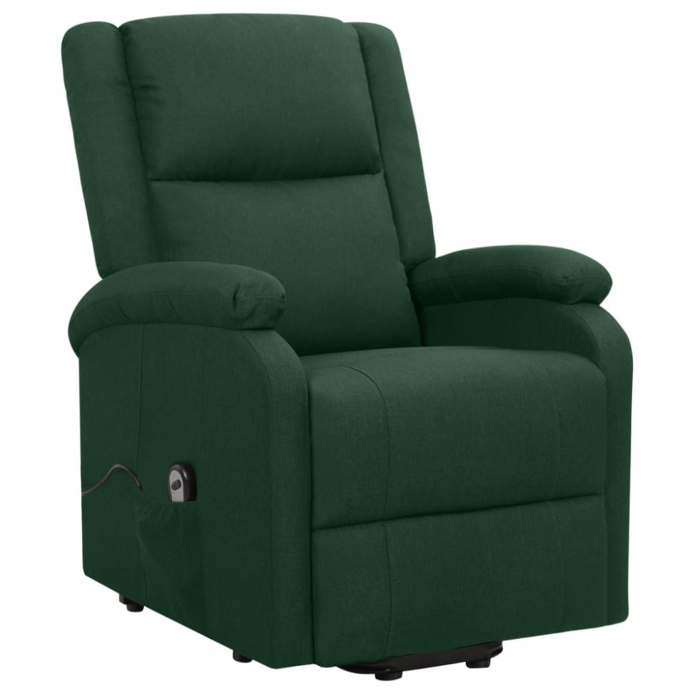 vidaXL Fotoliu cu ridicare, verde închis, material textil
