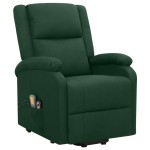 vidaXL Fotoliu de masaj cu ridicare, verde închis, material textil vidaXL Fotoliu de masaj cu ridicare, verde închis, material textil
