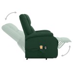 vidaXL Fotoliu de masaj cu ridicare, verde închis, material textil vidaXL Fotoliu de masaj cu ridicare, verde închis, material textil