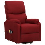 vidaXL Fotoliu de masaj cu ridicare, roșu vin, material textil vidaXL Fotoliu de masaj cu ridicare, roșu vin, material textil
