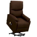 vidaXL Fotoliu de masaj cu ridicare, maro închis, material textil vidaXL Fotoliu de masaj cu ridicare, maro închis, material textil