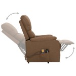 vidaXL Fotoliu de masaj cu ridicare, gri taupe, material textil vidaXL Fotoliu de masaj cu ridicare, gri taupe, material textil