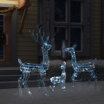 vidaXL Decorațiune de Crăciun familie reni 300 LED-uri alb rece acril vidaXL Decorațiune de Crăciun familie reni 300 LED-uri alb rece acril