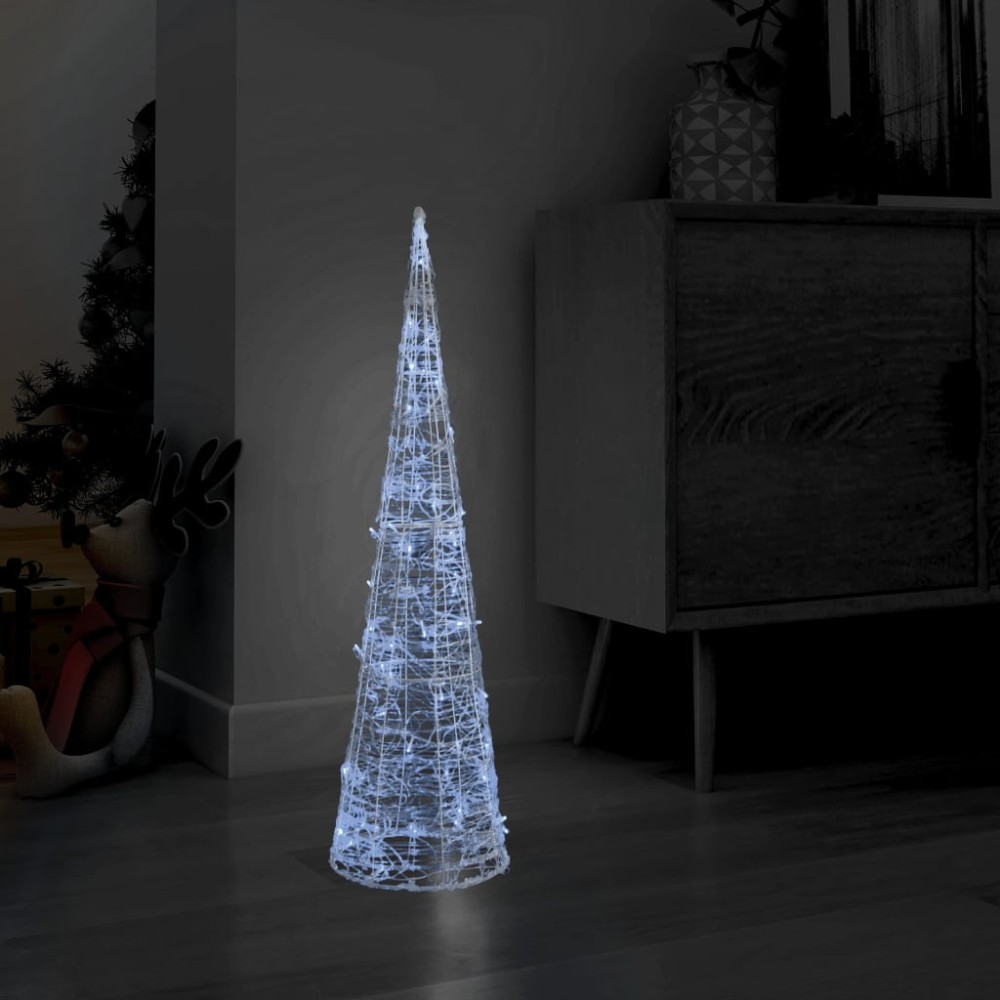 vidaXL Piramidă decorativă con de lumini cu LED alb rece 90 cm acril