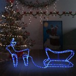 vidaXL Decorațiune de Crăciun cu ren și sanie, 252 leduri, exterior vidaXL Decorațiune de Crăciun cu ren și sanie, 252 leduri, exterior