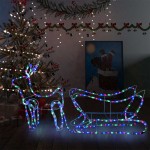 vidaXL Decorațiune de Crăciun cu ren și sanie, 252 leduri, exterior vidaXL Decorațiune de Crăciun cu ren și sanie, 252 leduri, exterior
