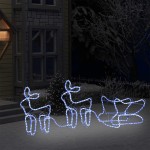 vidaXL Decorațiune de Crăciun cu reni și sanie, 576 LED-uri, exterior vidaXL Decorațiune de Crăciun cu reni și sanie, 576 LED-uri, exterior
