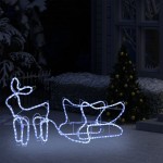 vidaXL Decorațiune de Crăciun cu ren și sanie, 252 leduri, exterior vidaXL Decorațiune de Crăciun cu ren și sanie, 252 leduri, exterior