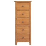 vidaXL Comodă înaltă cu sertare, 45x32x110 cm, lemn masiv stejar vidaXL Comodă înaltă cu sertare, 45x32x110 cm, lemn masiv stejar