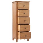 vidaXL Comodă înaltă cu sertare, 45x32x110 cm, lemn masiv stejar vidaXL Comodă înaltă cu sertare, 45x32x110 cm, lemn masiv stejar