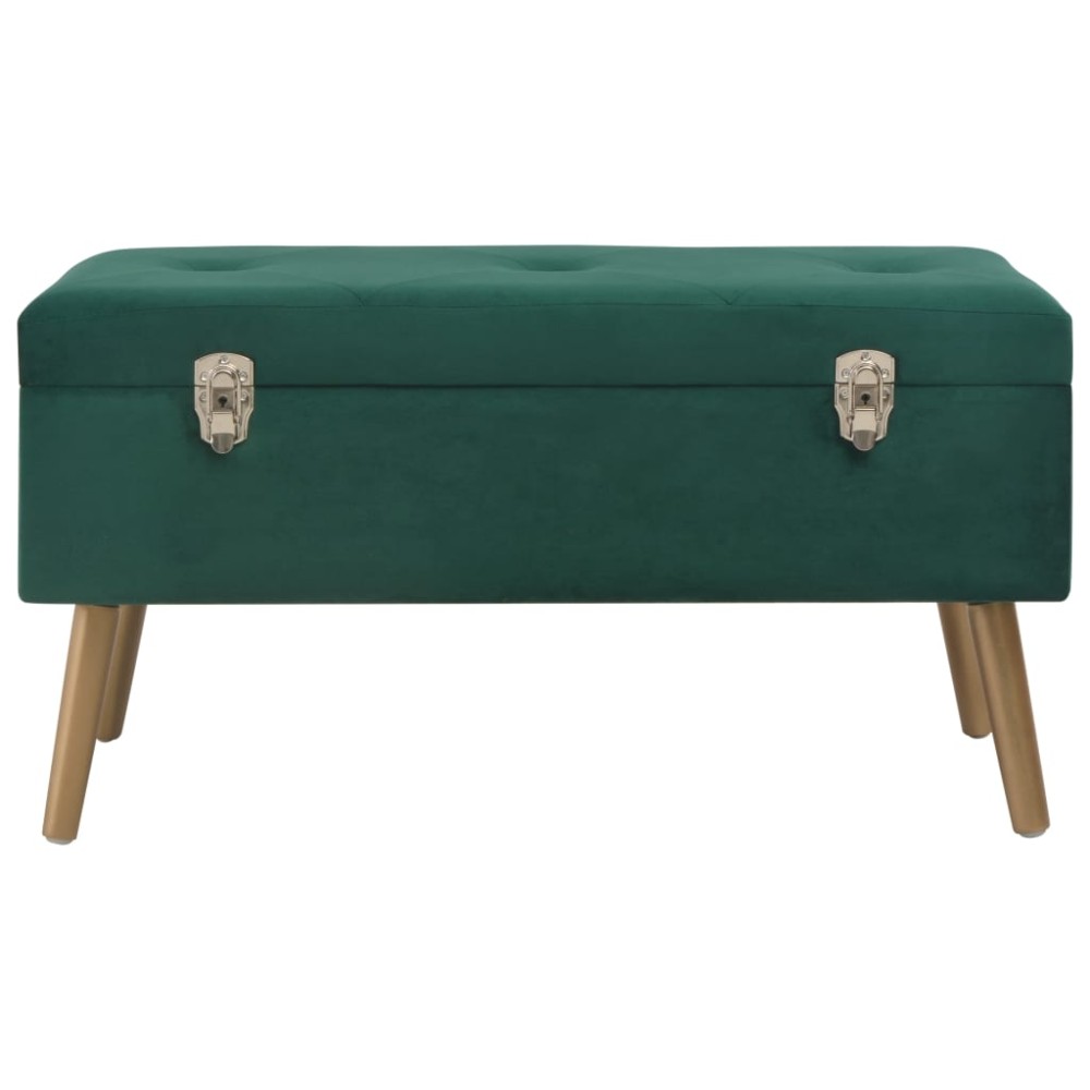 vidaXL Bancă cu un compartiment de depozitare, verde, 80 cm, catifea