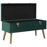 vidaXL Bancă cu un compartiment de depozitare, verde, 80 cm, catifea