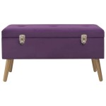 vidaXL Bancă cu un compartiment de depozitare, violet, 80 cm, catifea vidaXL Bancă cu un compartiment de depozitare, violet, 80 cm, catifea