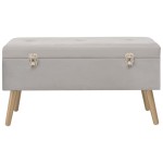 vidaXL Bancă cu un compartiment de depozitare, gri, 80 cm, catifea vidaXL Bancă cu un compartiment de depozitare, gri, 80 cm, catifea