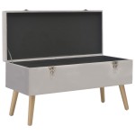 vidaXL Bancă cu un compartiment de depozitare, gri, 80 cm, catifea vidaXL Bancă cu un compartiment de depozitare, gri, 80 cm, catifea