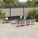 vidaXL Set canapea de grădină cu perne, 8 piese, lemn masiv de pin vidaXL Set canapea de grădină cu perne, 8 piese, lemn masiv de pin