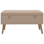 vidaXL Bancă cu un compartiment de depozitare, bej, 80 cm, catifea vidaXL Bancă cu un compartiment de depozitare, bej, 80 cm, catifea