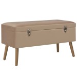 vidaXL Bancă cu un compartiment de depozitare, bej, 80 cm, catifea vidaXL Bancă cu un compartiment de depozitare, bej, 80 cm, catifea