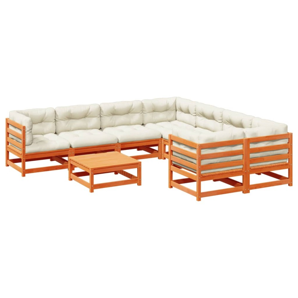 vidaXL Set mobilier de grădină cu perne, 9 piese, lemn masiv de pin