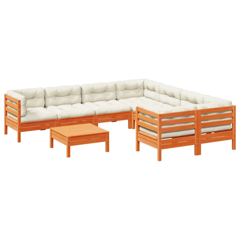 vidaXL Set mobilier de grădină cu perne, 9 piese, lemn masiv de pin